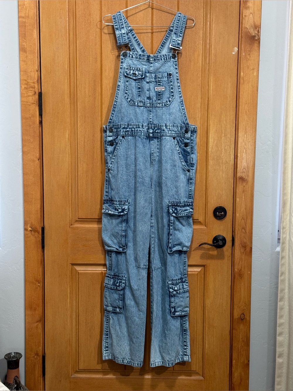 True Religion men’s S Light Blue Denim Overalls W 20” In seam 33”